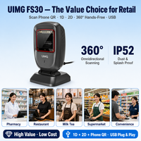 Lecteur de codes-barres mains libres abordable FS30 1D 2D IP52 USB pour restaurant, paiement mobile, comptoir