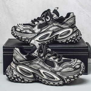 Chaussures décontractées tendance pour hommes, style européen, rétro, effet usé, semelle épaisse, nouveau modèle pour se montrer élégant, chaussures streetwear pour hommes - Product Image 4