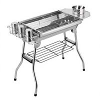 Barbecue au charbon de bois pliable en acier inoxydable, barbecue portable d'extérieur avec équipement latéral