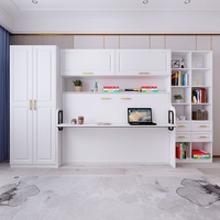Lit escamotable moderne simple et multifonctionnel personnalisable avec bibliothèque de bureau intégrée Armoire supérieure Armoire petite et invisible