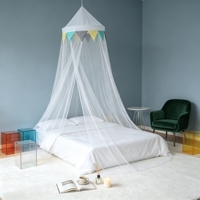 Moustiquaire de lit pliable pour enfants de style nordique, avec guirlandes colorées, écologique, minimaliste, en forme de dôme, pour chambre d'enfant et crèche