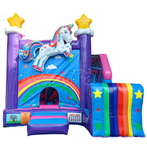 <span class=keywords><strong>Château</strong></span> gonflable thème Licorne Arc-en-ciel avec toboggan étoile, tente <span class=keywords><strong>de</strong></span> fête couverte, jeux gonflables pour enfants, parc d'attractions familial - Product Image 1
