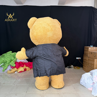 Costume d'ours gonflable de dessin animé avec souffleur d'air pour spectacle scolaire, accessoire d'activité, combinaison d'ours en peluche gonflable pour défilé