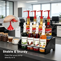 Support pour Sirops de Café, Porte-Bouteilles de Sirop, Étagère de Présentation pour Bouteilles d'Alcool - Meuble de Cuisine Rustique, Organisateur de Comptoir en Bois