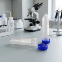 Tube à centrifuger conique en polypropylène de 50 ml avec bouchon à vis, transparent, gradué, avec zone d'écriture blanche pour laboratoire