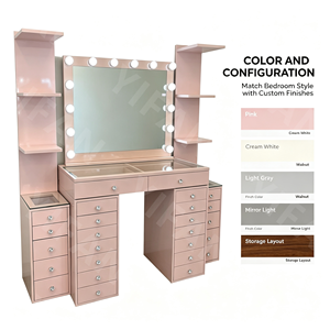 Led Light <strong>Makeup</strong> Simple Design Modern Dresser Set Stool Drawer Room White Pink <strong>Black</strong> Vanity Mirror Dressing <strong>Table</strong> - Product Image 6