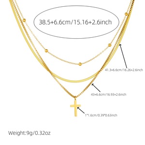 Gold Plated Multi Layer Clavicle <b>Chain</b> <b>Cross</b> Pendant Stainless Steel Necklace Unisex Fashion Jewelry - Product Image 4