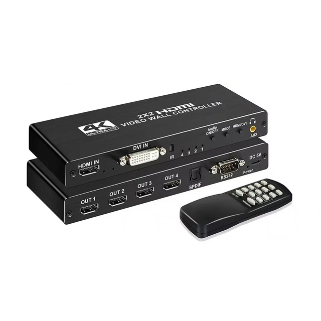 2X2 Video Wall Controller 1080P 4K DVI for 1x2 1x4 1x3 2x1 3x1 4x1 Multi-Screen TV Video Splicer