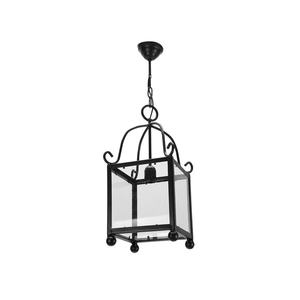 Farol de hierro forjado negro, casquillo E27, dimensiones 22x22 cm, ideal para decorar y proporcionar iluminación ambiental en espacios. - Product Image 1