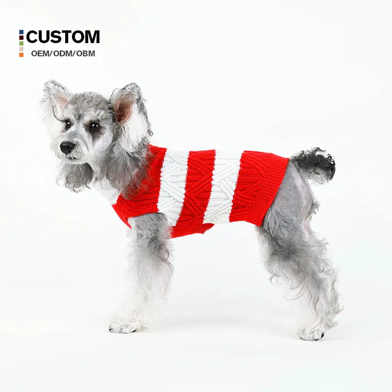 Настраиваемый Многоцветный Рождественский свитер для собак, Заводская вязаная одежда для домашних животных для красного рождественского свитера для домашних животных