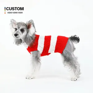 Pull de Noël multicolore personnalisable pour chien conçu en usine vêtements tricotés pour animaux de compagnie pour pull rouge de Noël pour animaux de compagnie