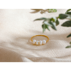 <span class=keywords><strong>Bague</strong></span> fine pour <span class=keywords><strong>femme</strong></span> JINYOU 690 en acier inoxydable couleur or, avec perles d'eau douce naturelles, étanche, plaquée PVD, bijoux. - Product Image 2
