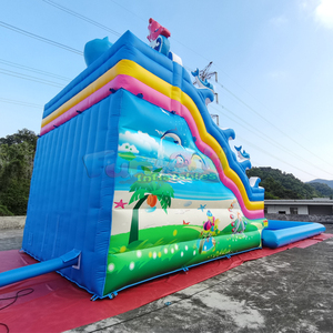 Equipo de juegos infantiles para exteriores, tobogán acuático inflable comercial, parque acuático inflable con forma de tiburón y piscina. - Product Image 6