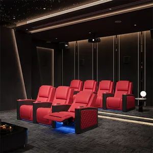 Luxus individuelle rote Liegesessel Heim Villa Kino Sitze Leder elektrisch einzelsofa Stuhl mit LDE-Lampe Sofa