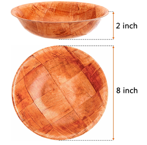 עץ ליבנה טבעי בסגנון חדש 8 חבילה ארוג עץ קערת סלט עץ קערת ערבוב כפרית לירקות לסלט - Product Image 2