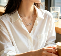 Collier en gros en acier inoxydable avec symbole de l'infini, pendentif délicat en forme de cœur évidé, bijoux Amour Éternel