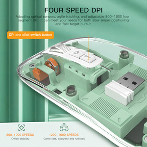 Tri-Chế Độ Có Thể Sạc Lại Chuột Đầy Đủ Trong Suốt Im Lặng Không Dây Máy Tính Chuột Không Dây Với USB Receiver Cho Máy Tính Xách Tay Mac iPad - Product Image 5