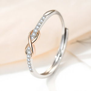 Anillo Abierto de Zirconia con Nudo Infinito, Anillo de Dos Tonos con Forma de 8 de la Suerte para Parejas, Regalo para <span class=keywords><strong>Novia</strong></span>, Joyería Diaria - Product Image 2