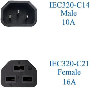 16A 250V <span class=keywords><strong>IEC</strong></span>-320-C14 Để <span class=keywords><strong>IEC</strong></span>-320-C21 Máy Tính Mở Rộng Điện Dây C14 Để C21 AC Dây Cáp Điện Cho UPS Pdu Máy chủ - Product Image 5