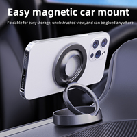 Nouveauté : support magnétique pour téléphone portable en alliage d'aluminium pliable à 360 degrés, adhésif, pour tableau de bord de voiture, bureau et mur