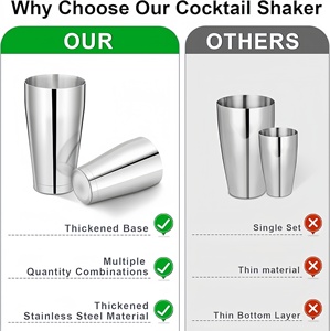Ensemble de shakers à cocktails en acier inoxydable, style bar professionnel, shakers Boston en deux parties, shaker à martini, mélangeur de boissons pour barman - Product Image 3