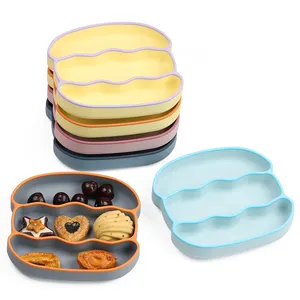 Newsun Own Patent Babies Accessories New Born Hamburger Shape Silicone Baby Feeding Suction Dinner Plate Bpa Free