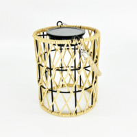 Lustre d'art en rotin de Style rétro imperméable à l'eau, lampe solaire en rotin pour ornements de jardin