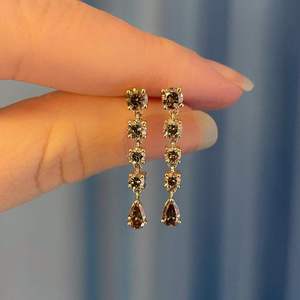 Boucles d'oreilles de luxe en diamant, argent sterling 925, bijoux fins de créateur pour mariage, fête, mode quotidienne, cadeau - Product Image 1