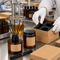 Diffuseur de parfum en verre ambré et bougie parfumée en cire de soja, coffret cadeau avec boîte pour la décoration de la maison à Noël et du Nouvel An