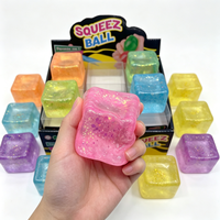 Jouet à presser en forme de glaçon scintillant, jouets sensoriels à presser, jouets anti-stress souples, glaçons colorés amusants, balles anti-stress