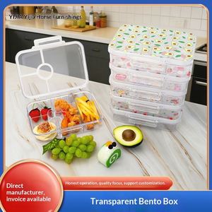 Tritan Bento Box Student <b>Lunch</b> Box Transparent Multi-Compartment Children's <b>Lunch</b> Box Sealed European American Single Button - Product Image 5