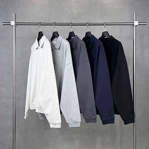 <span class=keywords><strong>Felpa</strong></span> <span class=keywords><strong>Polo</strong></span> Unisex a Maniche Lunghe in Cotone Pesante, Tinta Unita, per Vendita all'Ingrosso - Product Image 1