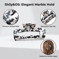 Shily&OS Grandes pinces à cheveux en acétate, imprimé léopard, pinces requin pour filles aux cheveux épais, accessoires capillaires rétro, barrettes mates