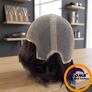 Perruque complète en cheveux humains Remy pour hommes, base en dentelle suisse française, ligne de cheveux naturelle, pré-épilée, nœuds blanchis - Product Image 1