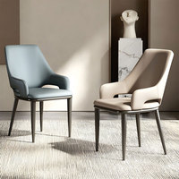 Nbhy Chaise d'appoint de salon nordique moderne Chaise de salle à manger en cuir rembourré avec accoudoir