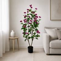Pohon Bougainvillea Plastik Buatan 1,2m Bergaya Mediterania, Tanaman Bunga Palsu Berbunga dalam Pot, Terasa Seperti Asli, Cocok untuk Pernikahan, Patio, Villa