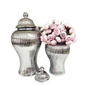 Luxe or blanc grand pot de gingembre <span class=keywords><strong>en</strong></span> céramique Table hôtel moderne fleur Vase couvercle artisanat Feng Shui moderne <span class=keywords><strong>en</strong></span> céramique porcelaine Vase couvercle - Product Image 3