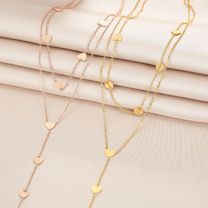 Minimalist Multi Layered Heart Chain Necklace Gold Long Tassel Stackable Jewelry Gift For Women Fashion Necklaces - Product Image 2