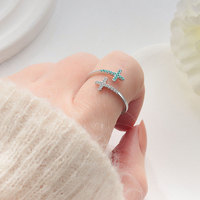 Fine femmes Double croix Index doigt réglable anneau mode cristal Zircon fiançailles mariage croix anneau bijoux