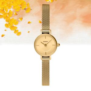 Montre d'affaires de luxe personnalisée avec emballage élégant, mouvement à quartz style mini or, bracelet en acier inoxydable et cadran en cristal - Product Image 2