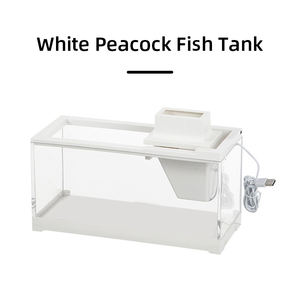 Relaxlinesスクエア水族館USBプラスチック魚養殖タンクウォーターポンプとライト付きの小さなデスクトップ水族館水槽 - Product Image 3