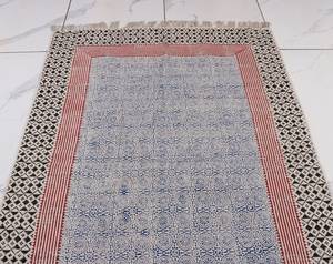 Tapis en coton style Kilim indien, imprimé à la main, style bohème, pour chambre à coucher, entrée, tapis de sol, décoration intérieure - Product Image 4