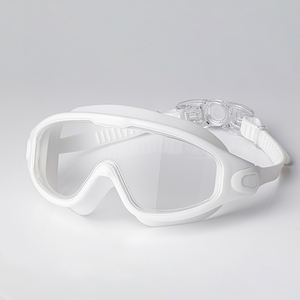 Lunettes de natation universelles pour adultes, grande monture, anti-buée, haute qualité, vente en gros d'usine, blanc et noir - Product Image 1