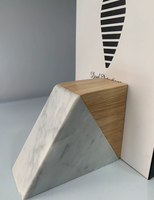 Nouveauté : Serre-livres en marbre naturel gris personnalisé, style nordique, forme irrégulière, design gravé, décoration pour la maison et le bureau