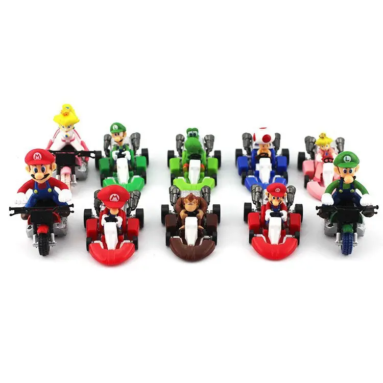 Fabrik benutzer definierte Cartoon Auto Mario Luigi Action figur Pull-Back-Fahrzeug Kart Cars kleine Modell größe Miniatur Druckguss Auto Spielzeug