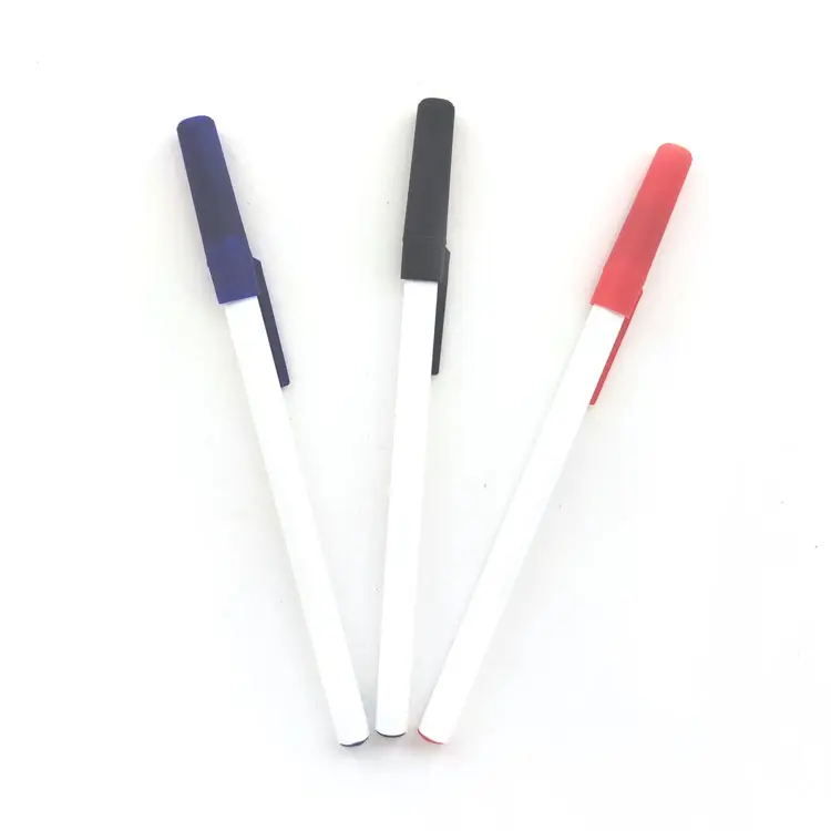 Stylos à bille en plastique personnalisés promotionnels 3 couleurs stylos à bille publicitaires pour l'école et le bureau