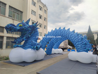 Sculpture d'art de dragon gonflable bleu personnalisée publicité modèle de dessin animé de dragon chinois gonflable pour la fête en plein air