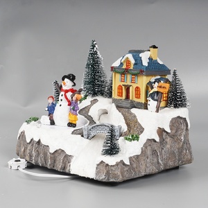 Wholesale Noel Holiday Decor Xmas Scene <strong>Resin</strong> Fiber Optic <strong>Christmas</strong> <strong>Village</strong> <strong>Houses</strong> with Mult Color Leds Lights - Product Image 4