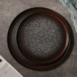 Hyniweiye — ensemble de table en céramique, motifs en pierre naturelle, porcelaine noire, <span class=keywords><strong>granit</strong></span>, grès, assiette ronde pour le restaurant, nouveau produit - Product Image 2