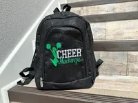 Sac à dos de cheerleading personnalisé bleu roi à paillettes, sac à dos de danse monogrammé, sac de compétition personnalisé avec nom et paillettes argentées pour filles